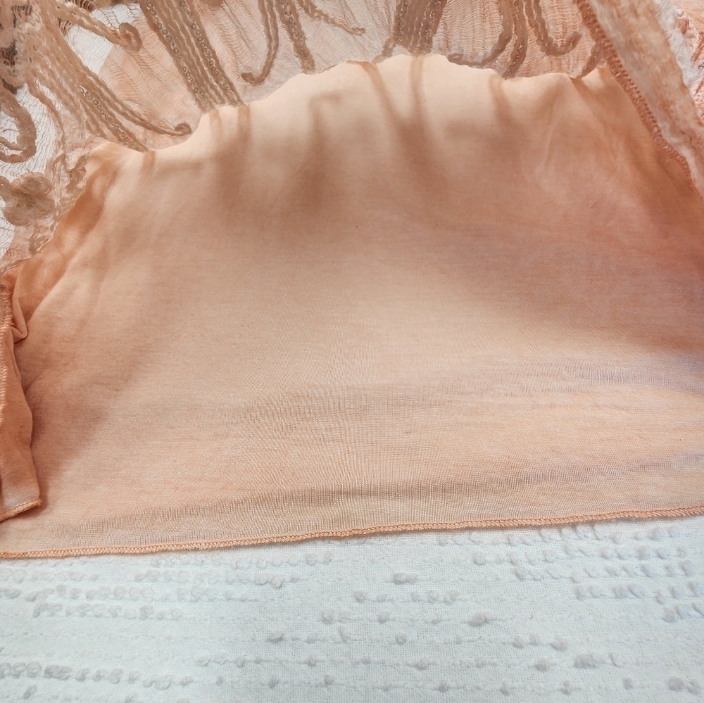 Soft Surroundings Silk Embroidered Sequin Peach Top Size Medium - Picture 6 of 8